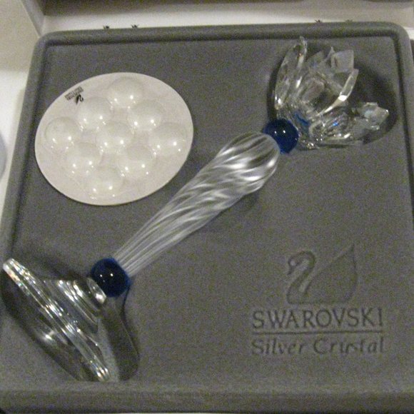 Swarovski Crystal Blue Flower Candle Holder in Presentation Box